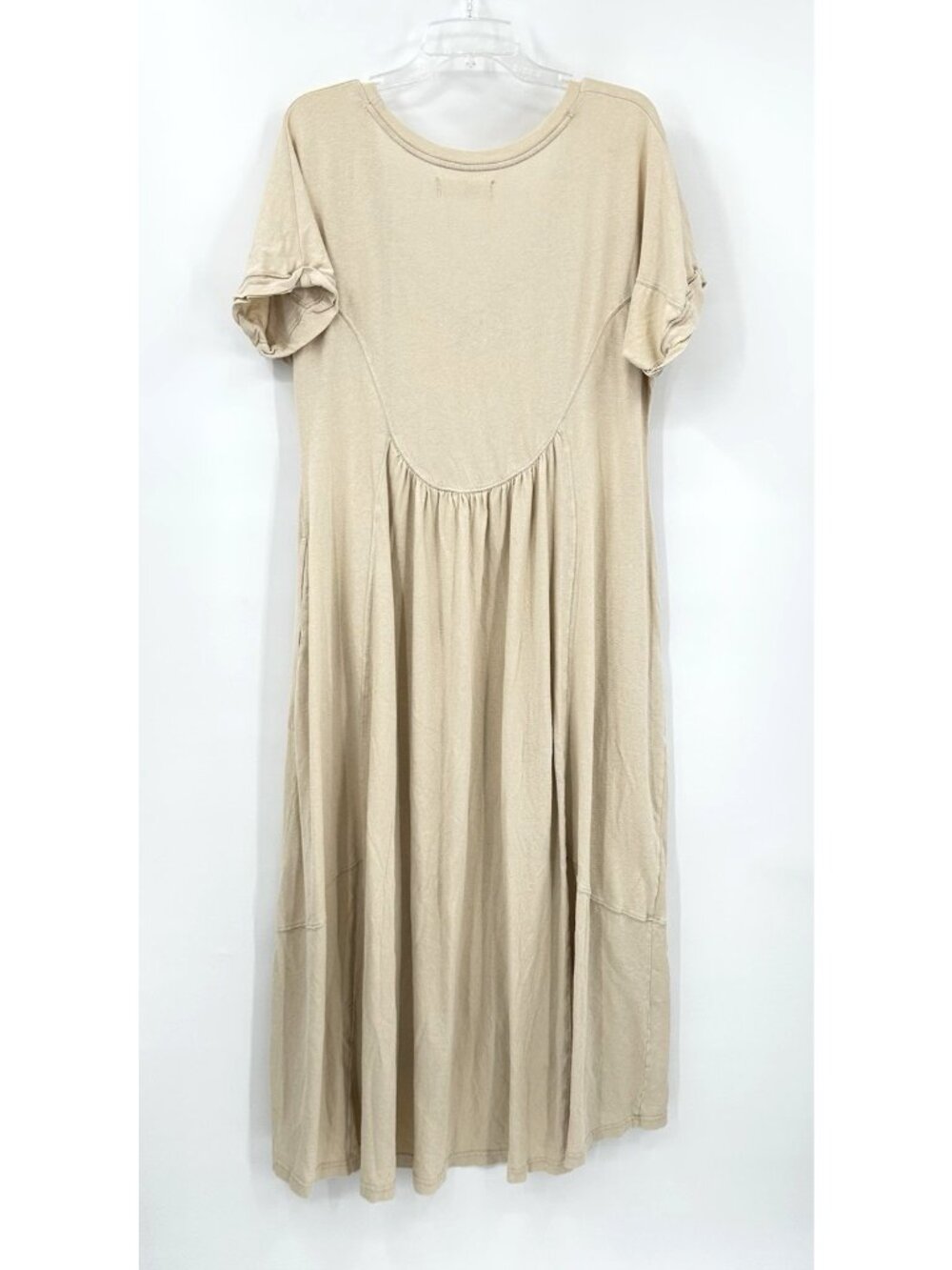 Free People Beach Meadow Tee Dress maxi cream LARGE boho retro chic summer vacay - Picture 8 of 13